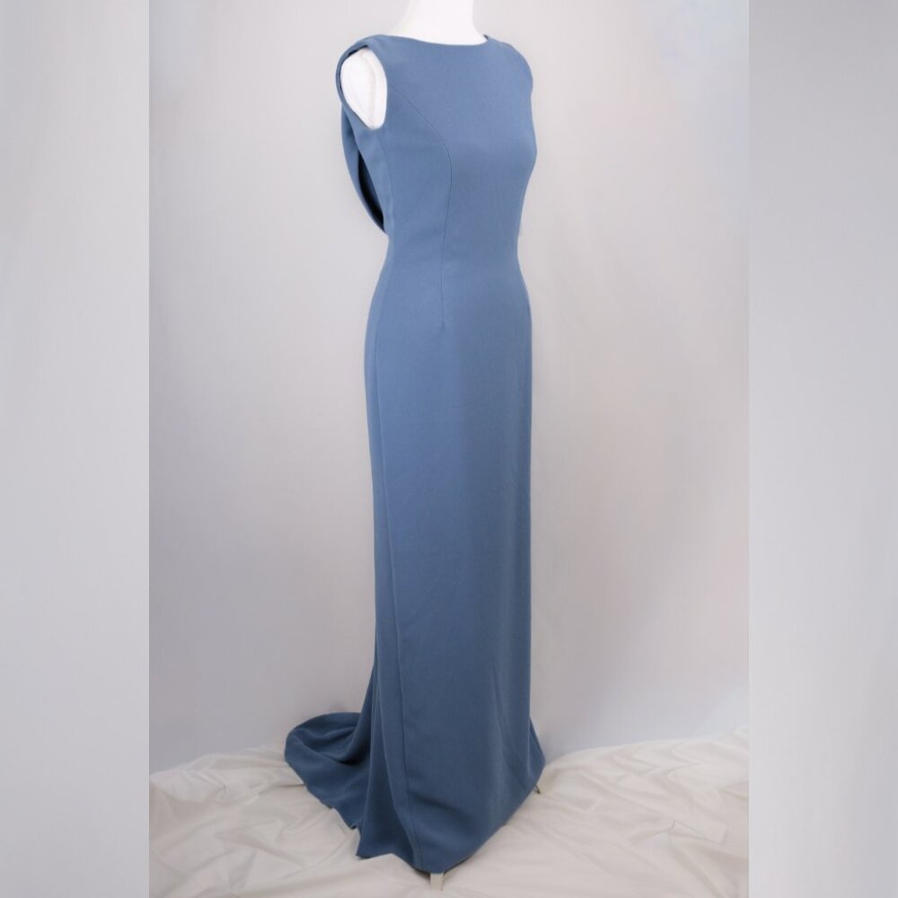Catherine Regehr Draped Cowl Sleeveless Gown, Blue, Size US 2